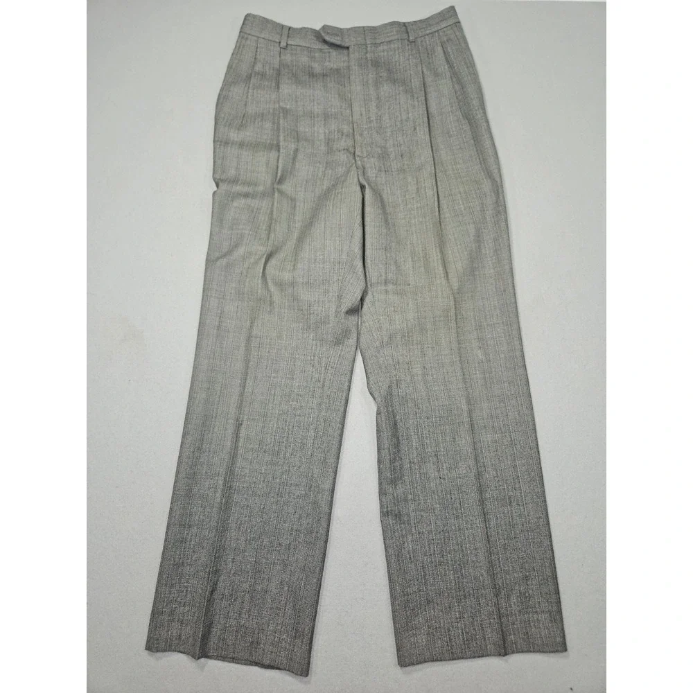 VTG Nino Cerruti Rue Royale Wool 2pc Suit Grey Pleated Sz 40R/39x31
